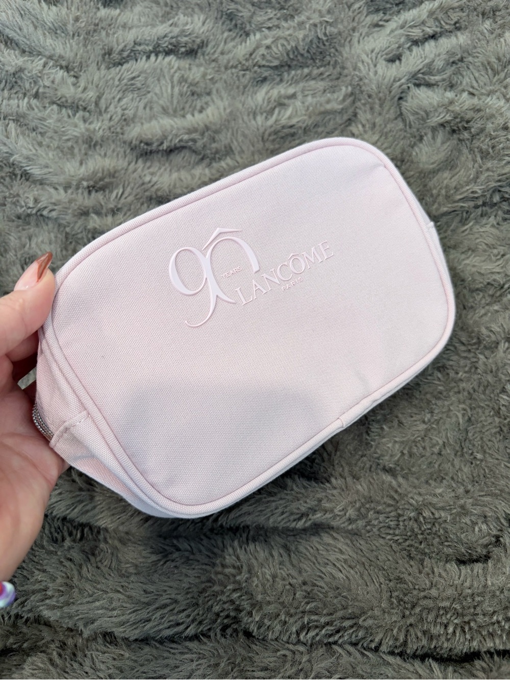Lancome Light Pink 90 Years Embossed Cosmetic Pouch